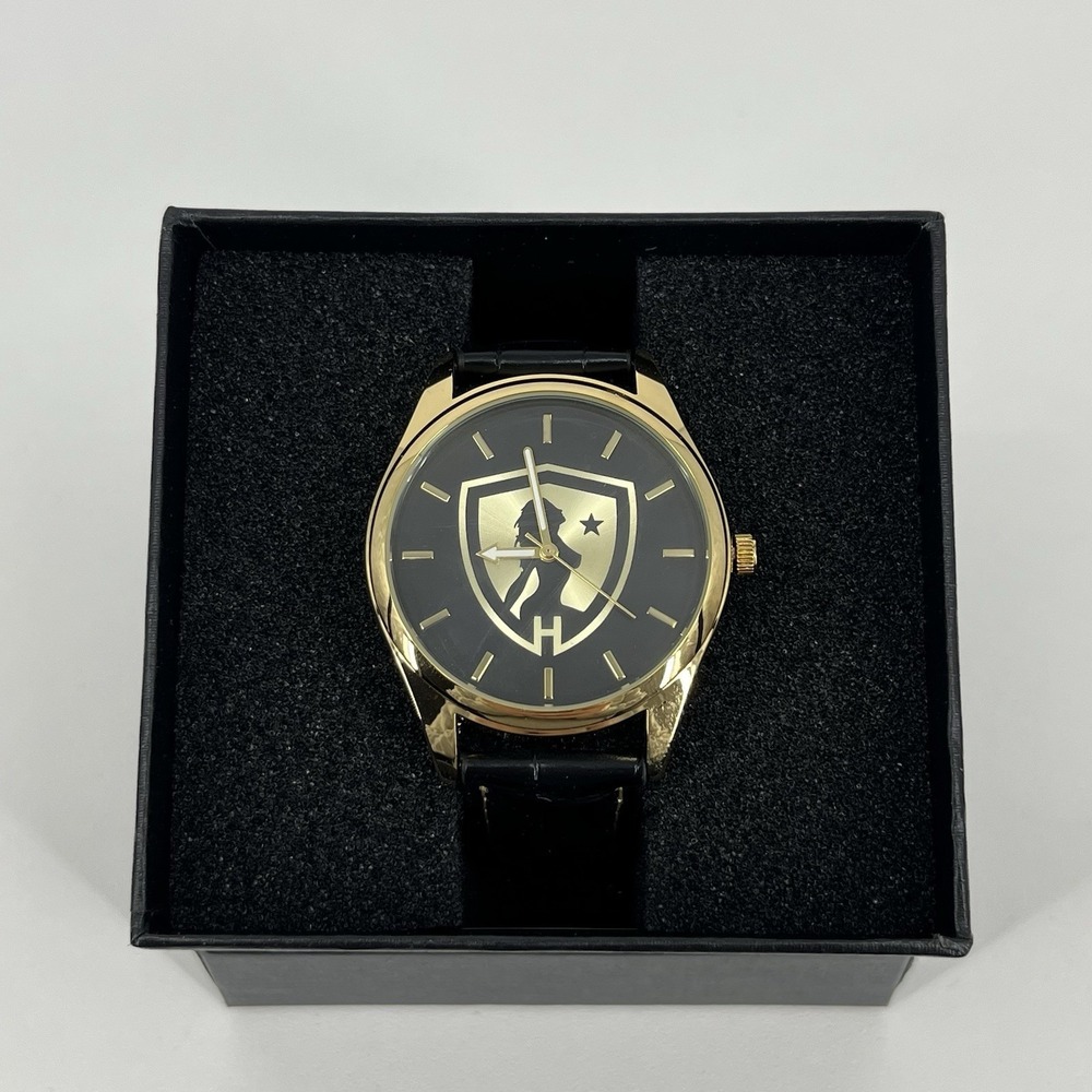 Game Time Hustler Watch Pioneer Black Series Shield Logo Gold Men's Size New